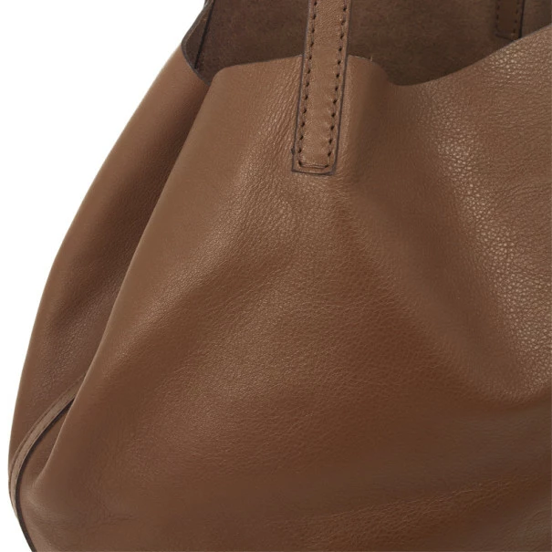 Carolina Herrera Brown Matryoshka Leather Tote Women