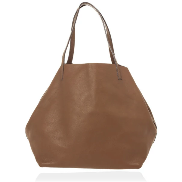 Carolina Herrera Brown Matryoshka Leather Tote Women