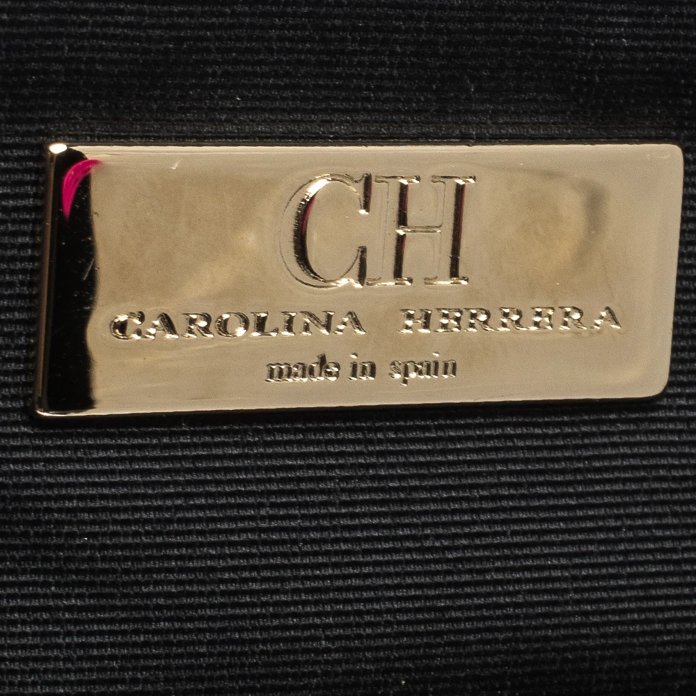 Carolina Herrera Black Monogram Leather Matteo Tote Women