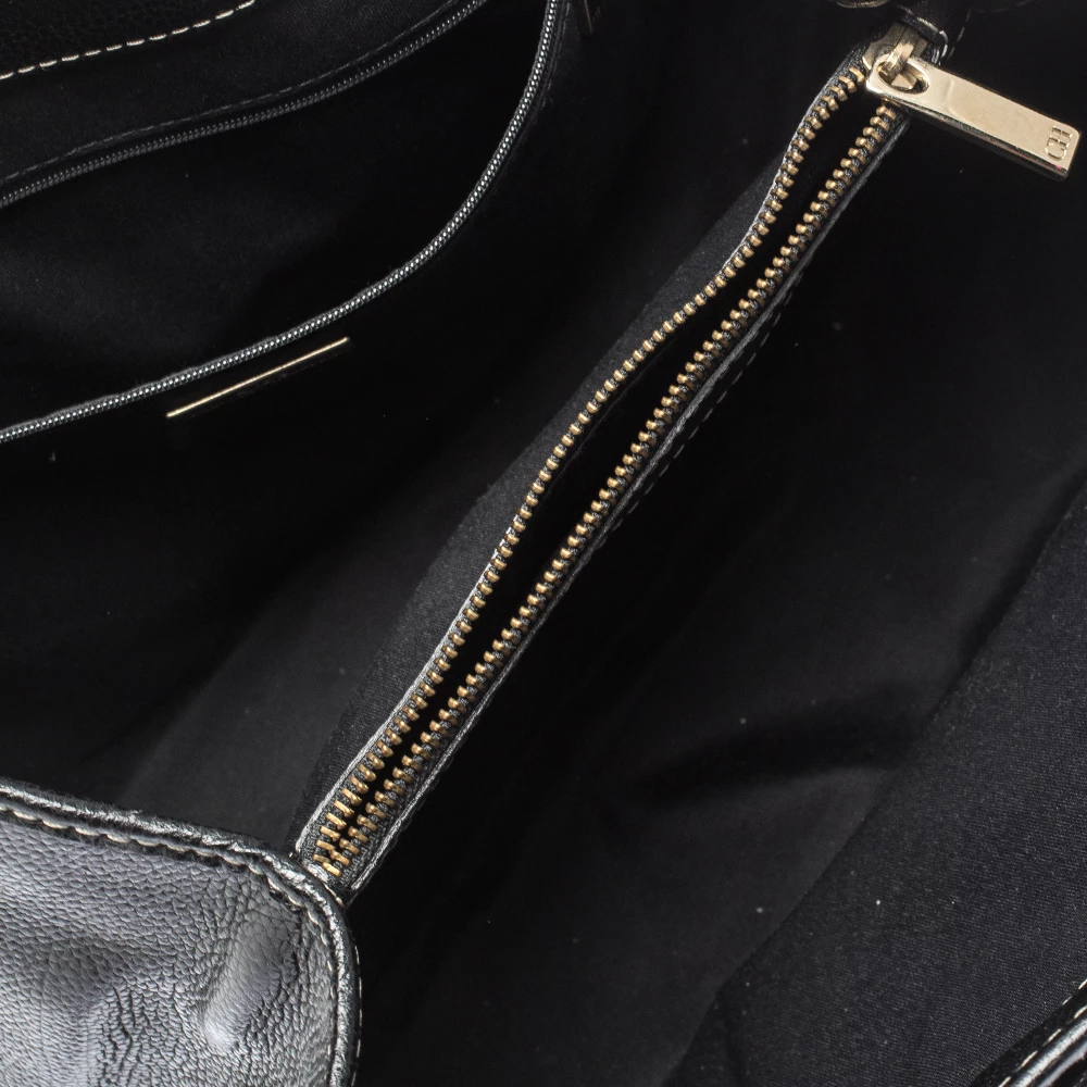 Carolina Herrera Black Monogram Leather Matteo Tote Women