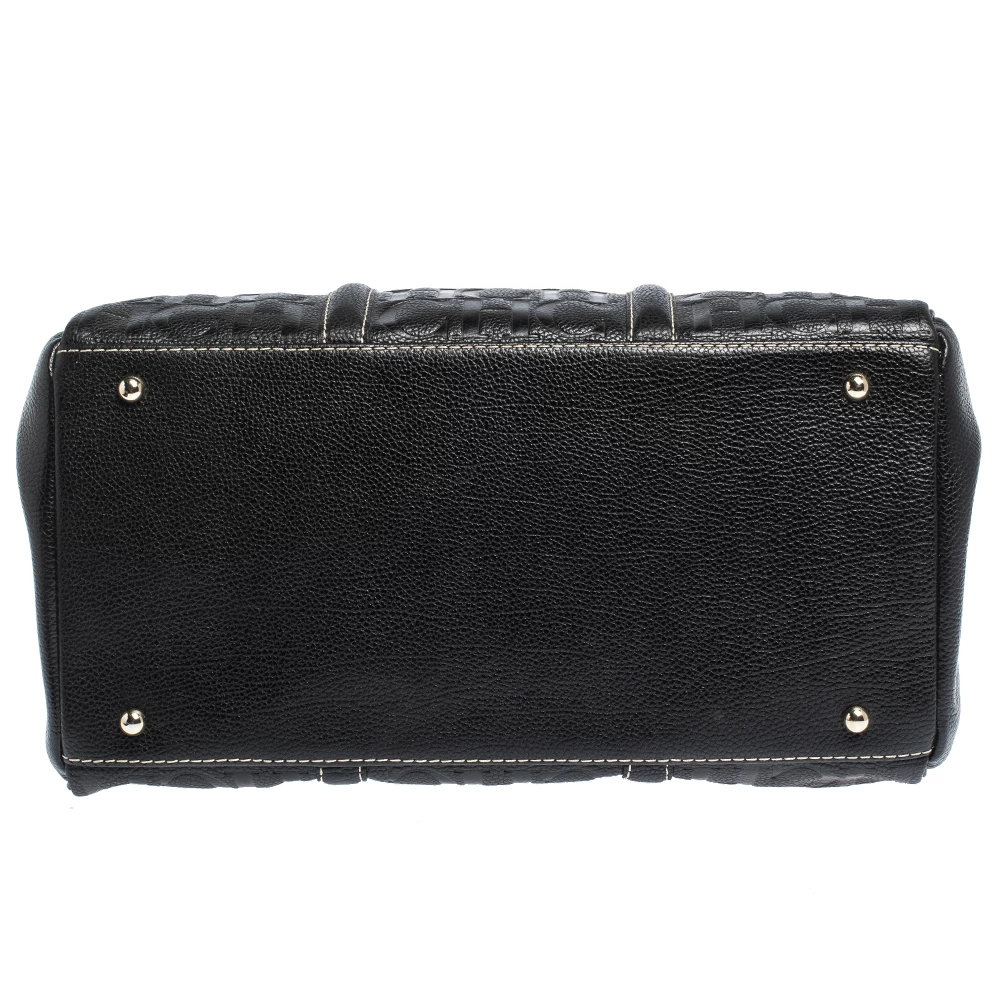 Carolina Herrera Black Monogram Leather Matteo Tote Women