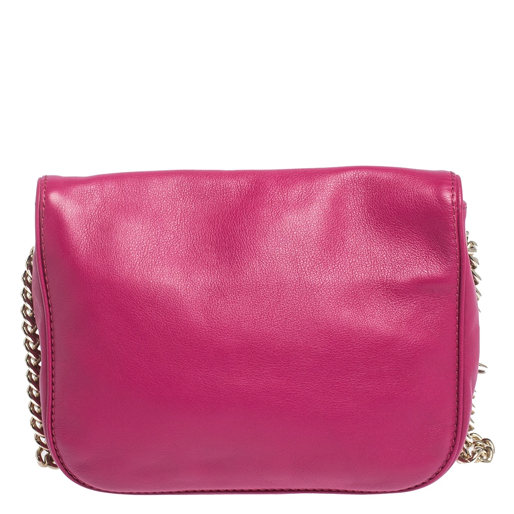 Carolina Herrera Magenta Leather Flap Shoulder Bag Women - Pink