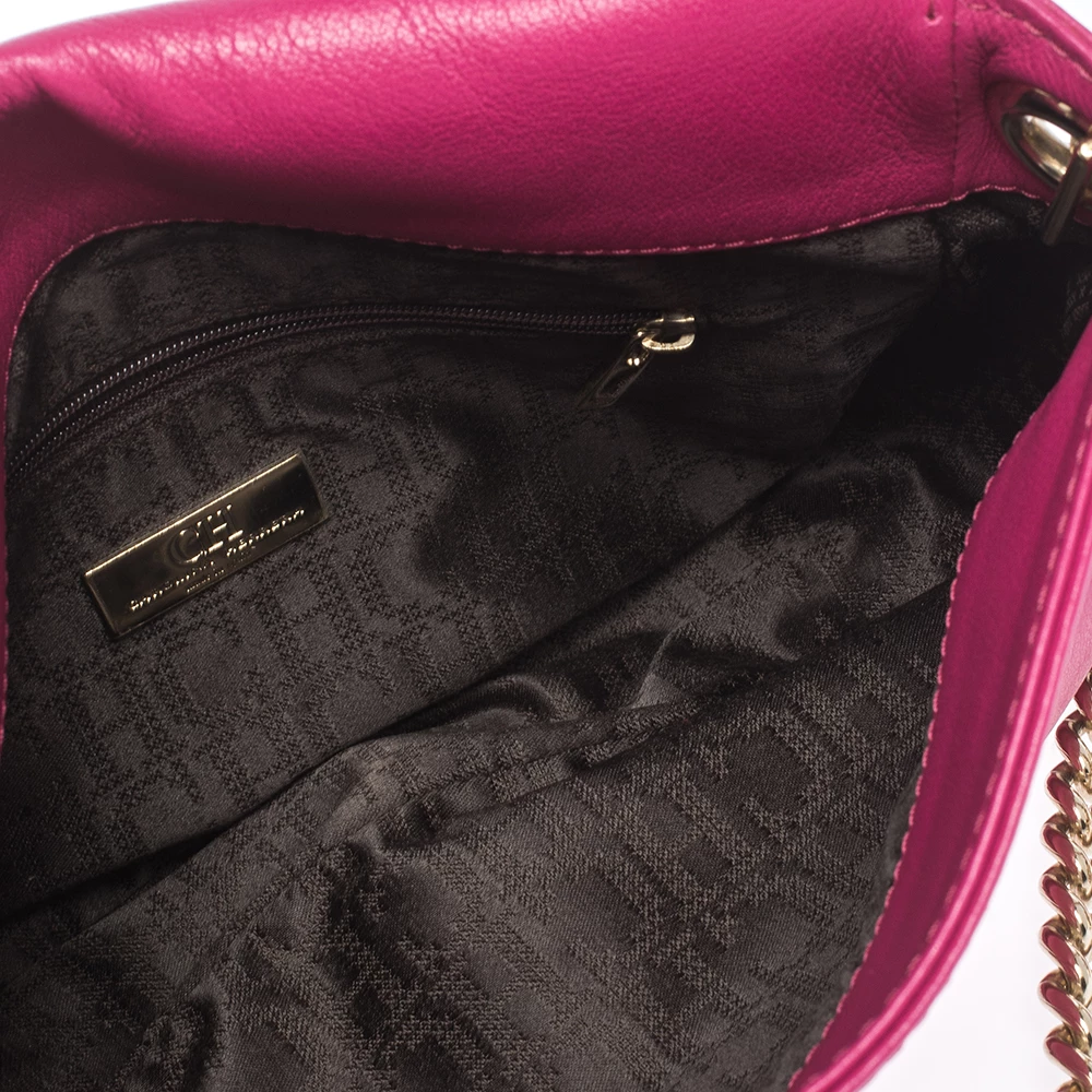 Carolina Herrera Magenta Leather Flap Shoulder Bag Women - Pink