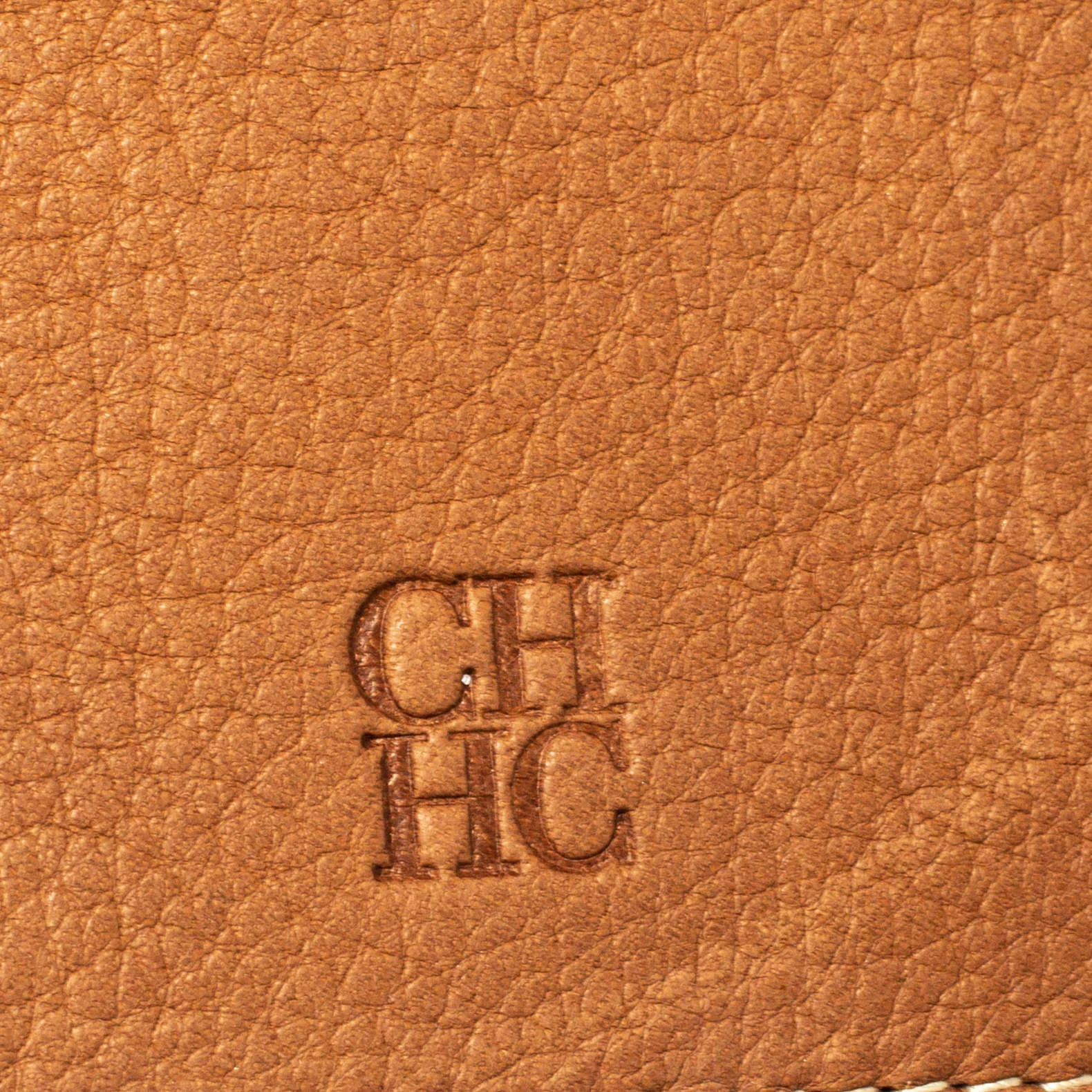 Carolina Herrera Brown Embossed Leather Trifold Compact Wallet Women