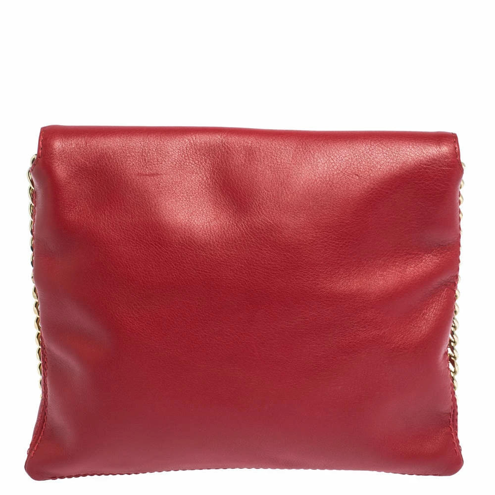 Carolina Herrera Red Leather Envelope Flap Shoulder Bag Women