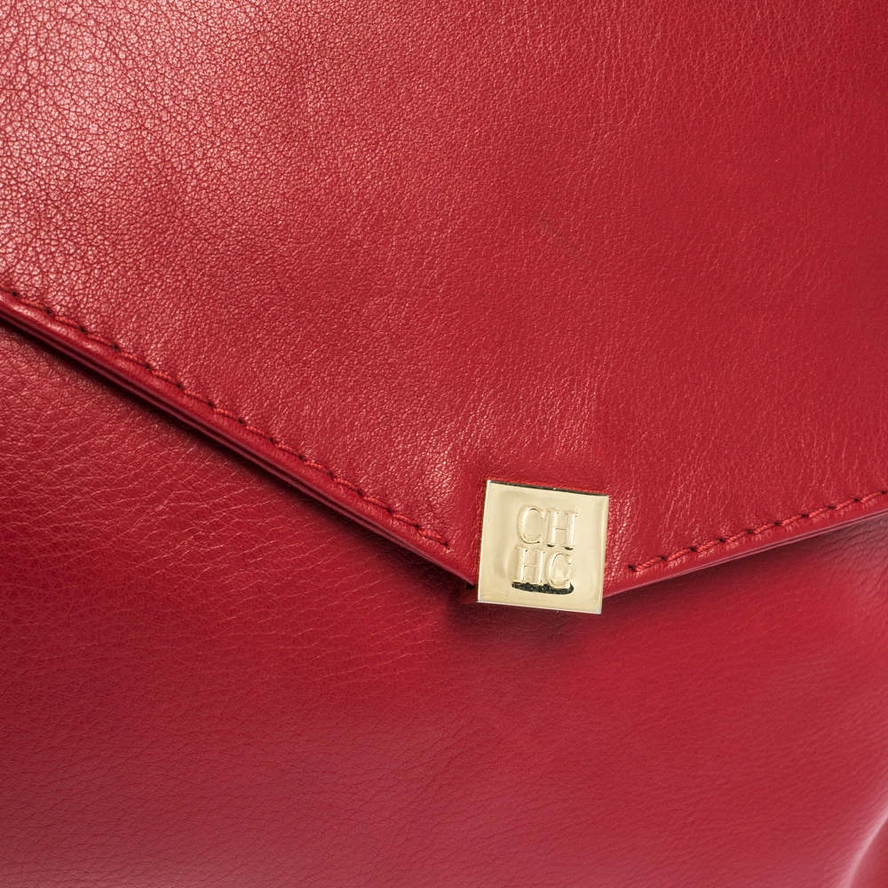 Carolina Herrera Red Leather Envelope Flap Shoulder Bag Women