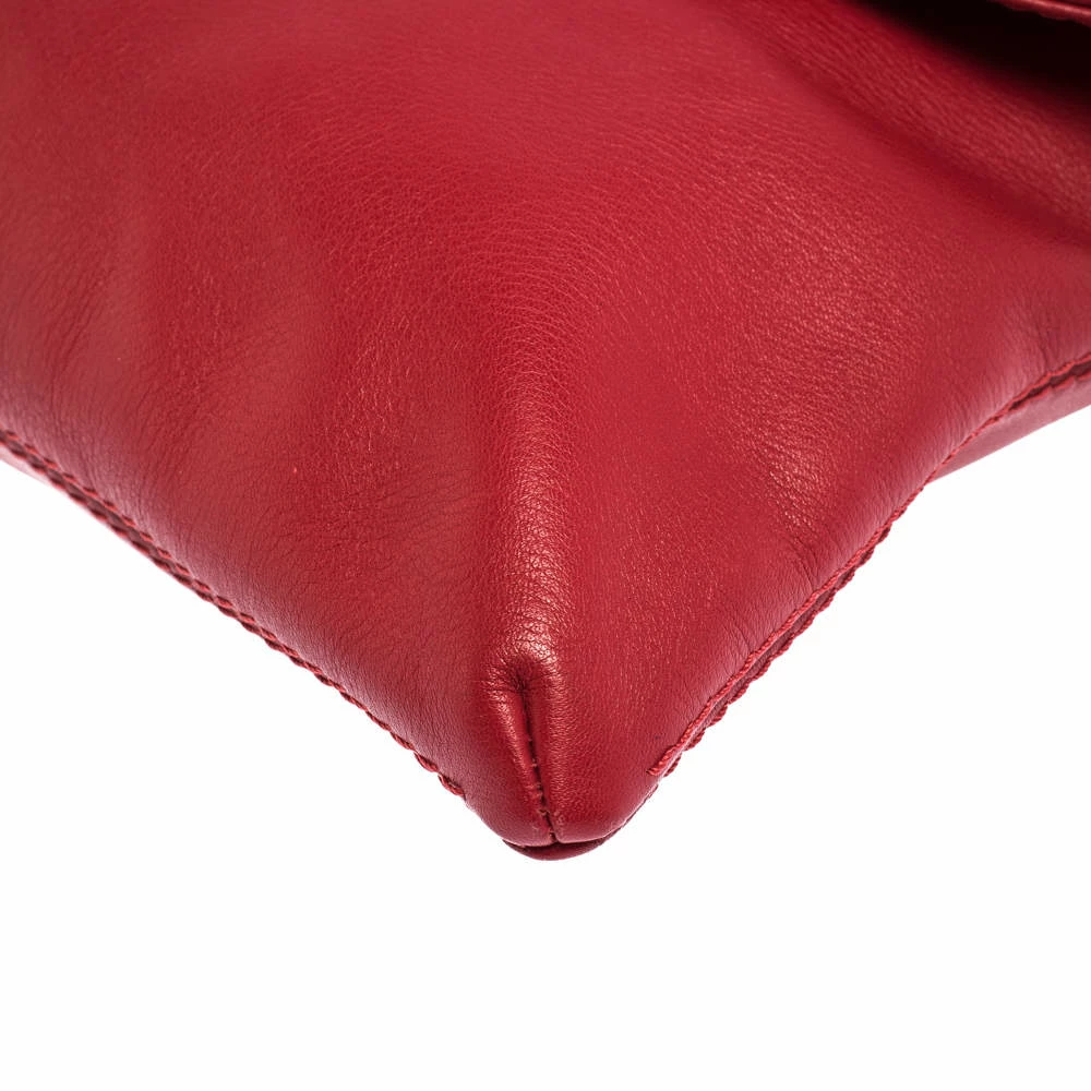 Carolina Herrera Red Leather Envelope Flap Shoulder Bag Women