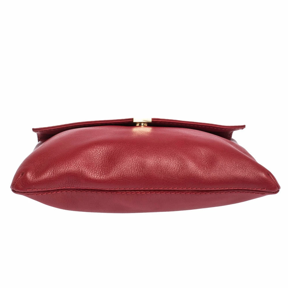 Carolina Herrera Red Leather Envelope Flap Shoulder Bag Women