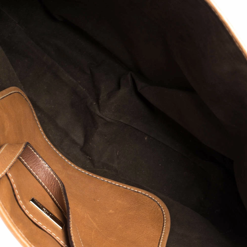 Carolina Herrera Brown Embossed Leather Tote Women