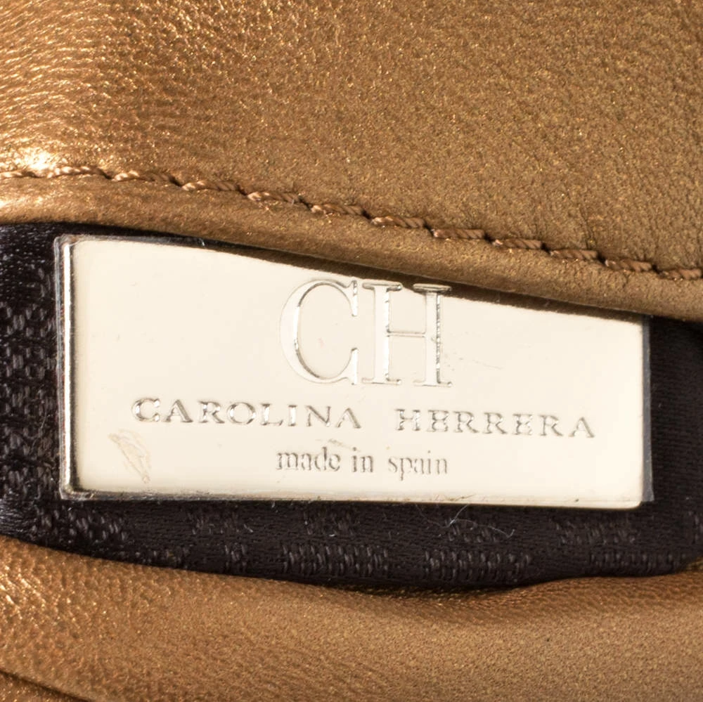 Carolina Herrera Gold Quilted Leather Chain Clutch Women