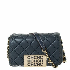 Carolina Herrera Blue Leather Shoulder Bag Women