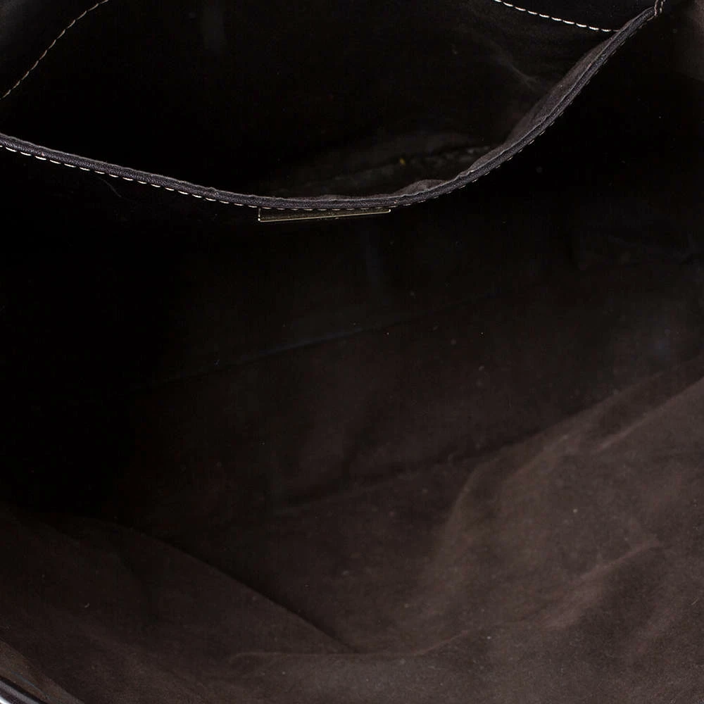 Carolina Herrera Brown/Gold Monogram Leather Shopper Tote Women