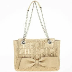 Carolina Herrera 'Holly' Gold Monogram Embossed Bag Women