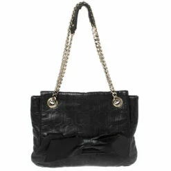 Carolina Herrera Black Leather Audrey Shoulder Bag Women