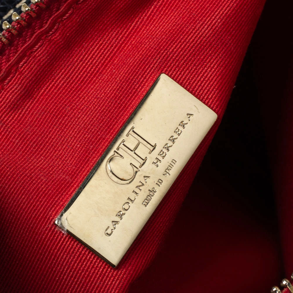 Carolina Herrera Navy Blue Leather Crossbody Bag Women