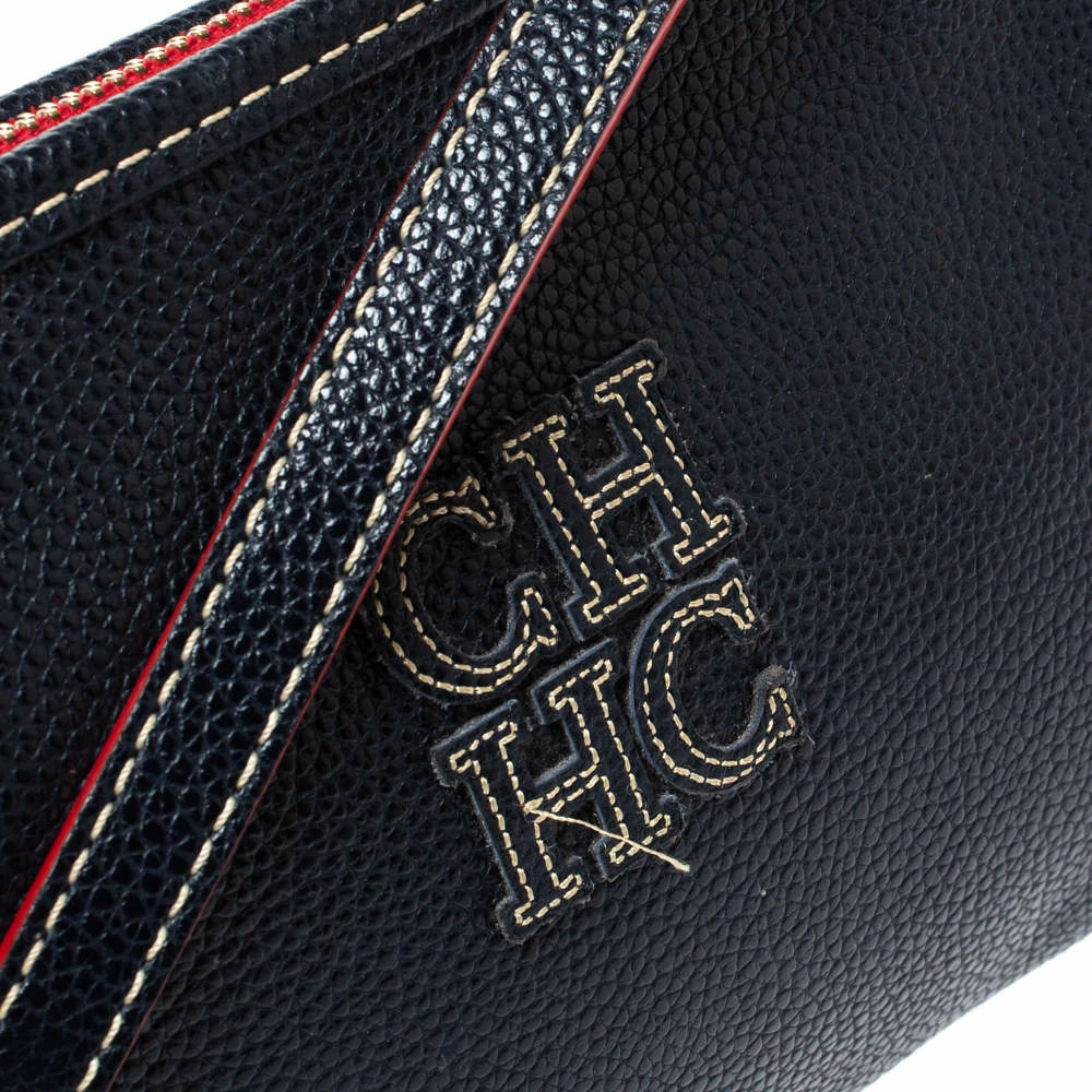 Carolina Herrera Navy Blue Leather Crossbody Bag Women