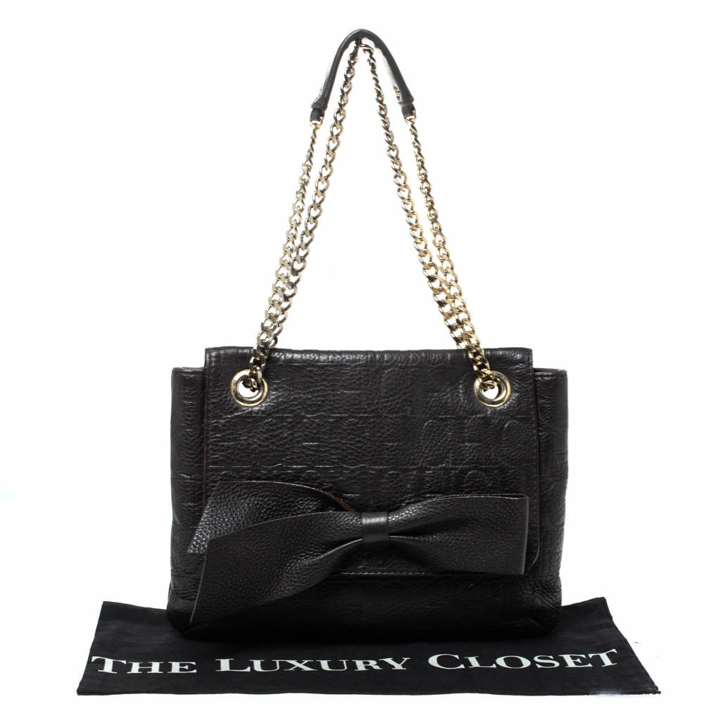 Carolina Herrera Dark Brown Leather Audrey Shoulder Bag Women