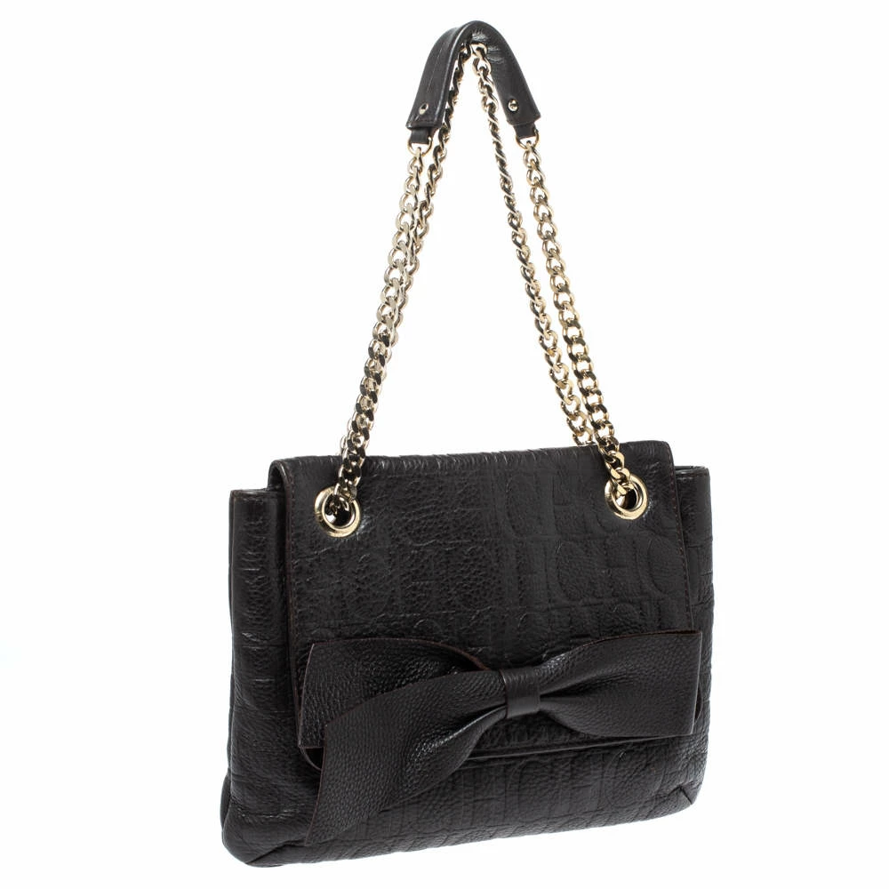 Carolina Herrera Dark Brown Leather Audrey Shoulder Bag Women