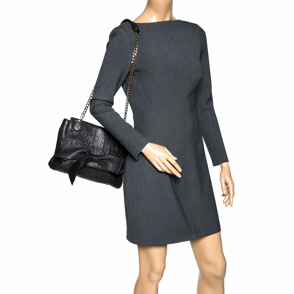 Carolina Herrera Dark Brown Leather Audrey Shoulder Bag Women