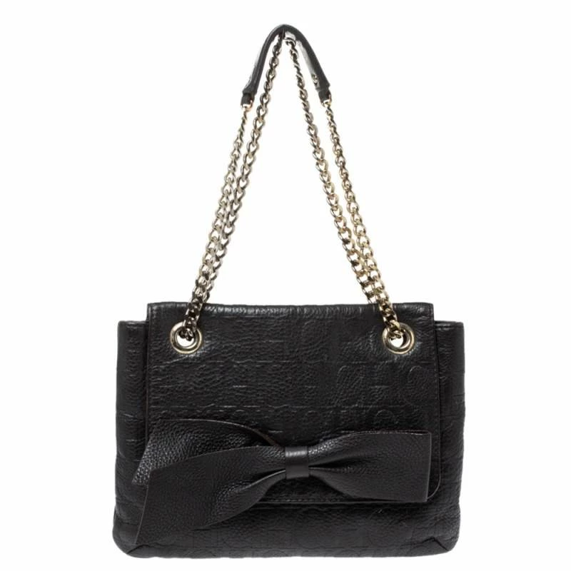 Carolina Herrera Dark Brown Leather Audrey Shoulder Bag Women