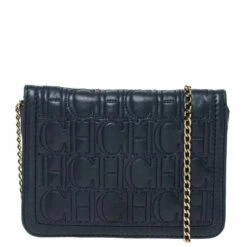 Carolina Herrera Blue Leather Crossbody Bag Women