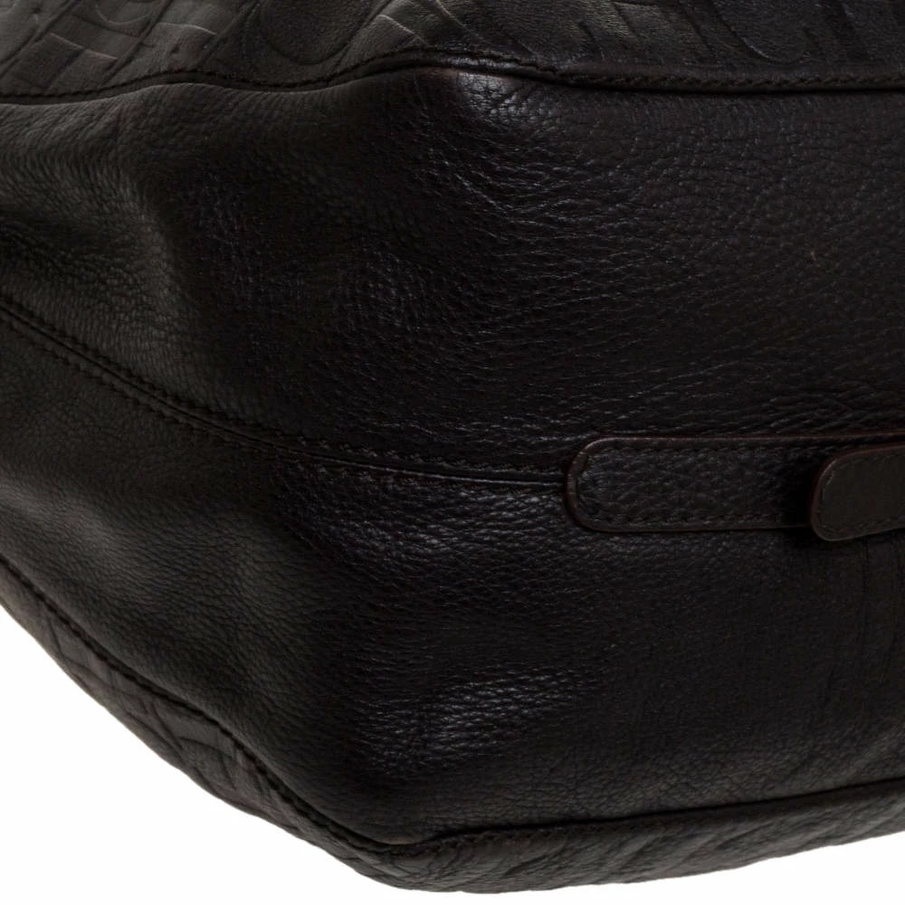 Carolina Herrera Dark Brown Monogram Leather Tote Women