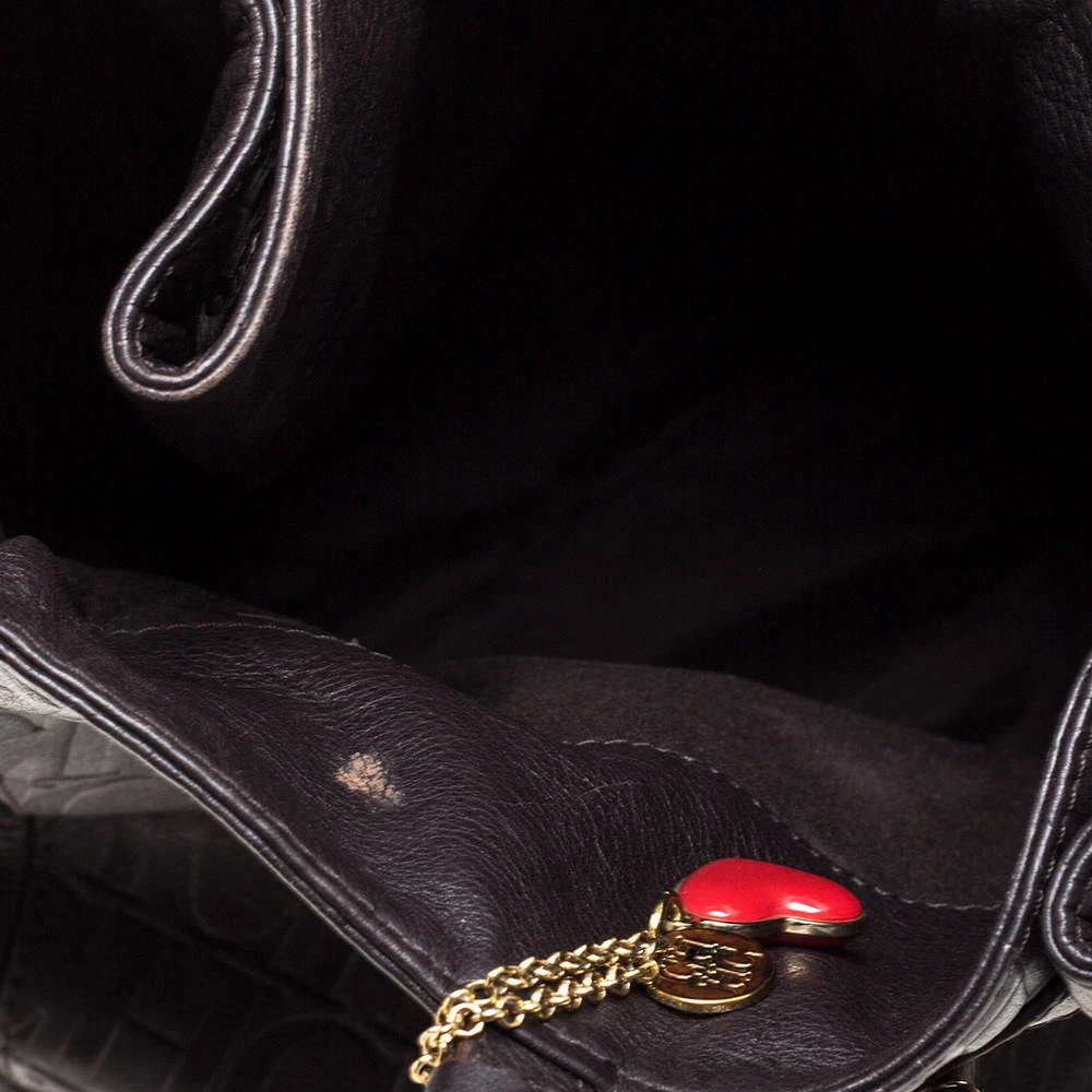 Carolina Herrera Dark Brown Monogram Leather Tote Women