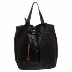 Carolina Herrera Dark Brown Monogram Leather Tote Women