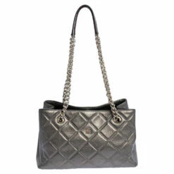 Carolina Herrera Metallic Quilted Leather Shopper Tote Women