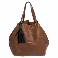 Carolina Herrera Brown Monogram Leather Matryoshka Tote Women