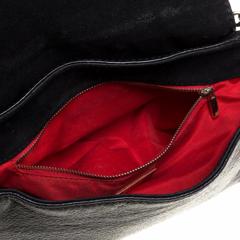 Carolina Herrera Black Leather Flap Shoulder Bag Women