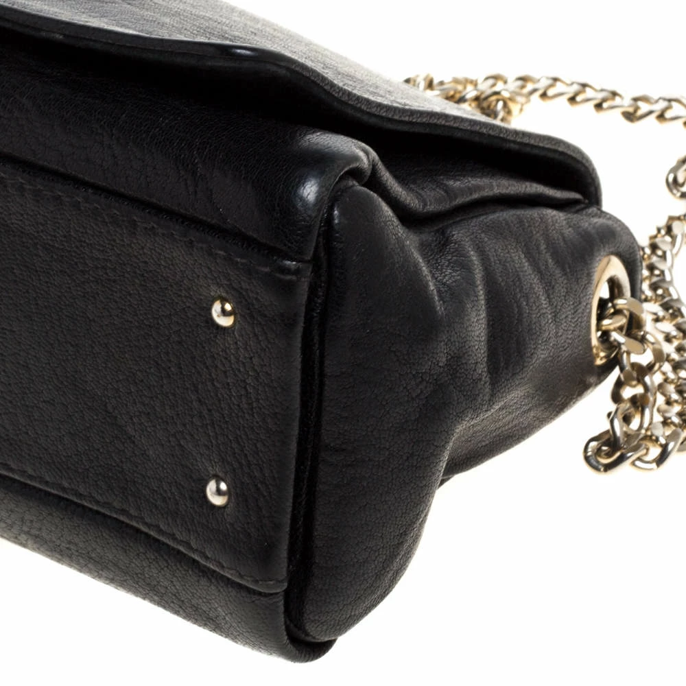 Carolina Herrera Black Leather Flap Shoulder Bag Women