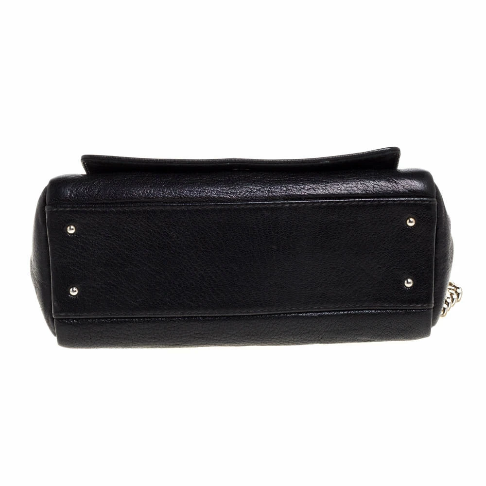 Carolina Herrera Black Leather Flap Shoulder Bag Women