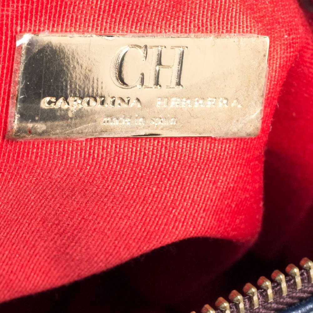 Carolina Herrera Navy Blue Pebbled Leather Maria Shoulder Bag Women