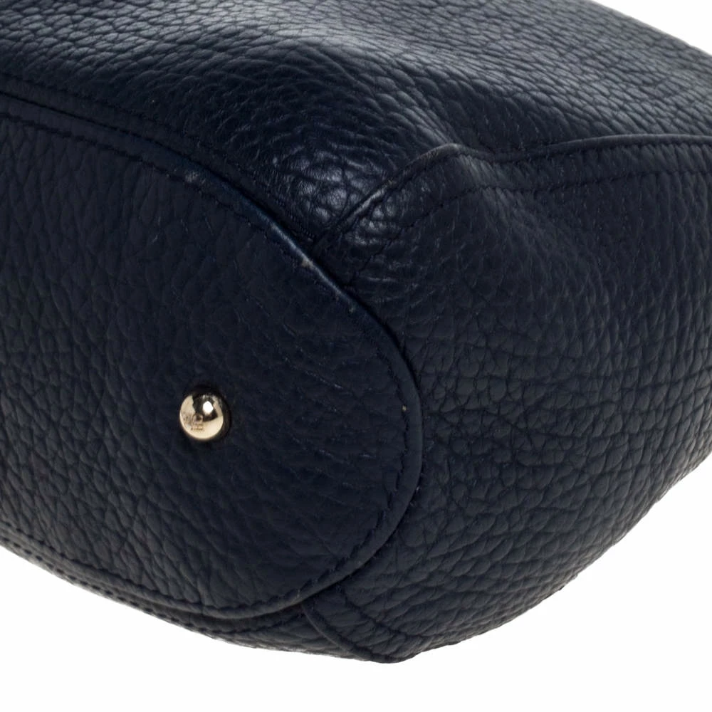 Carolina Herrera Navy Blue Pebbled Leather Maria Shoulder Bag Women