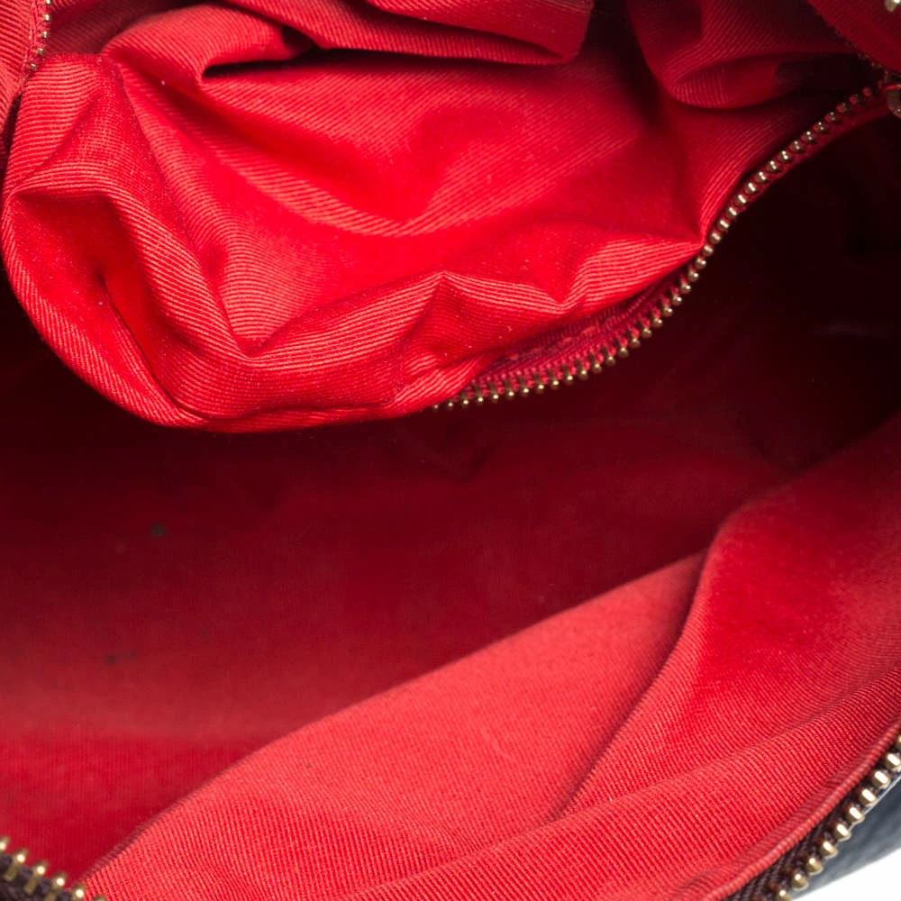 Carolina Herrera Navy Blue Pebbled Leather Maria Shoulder Bag Women