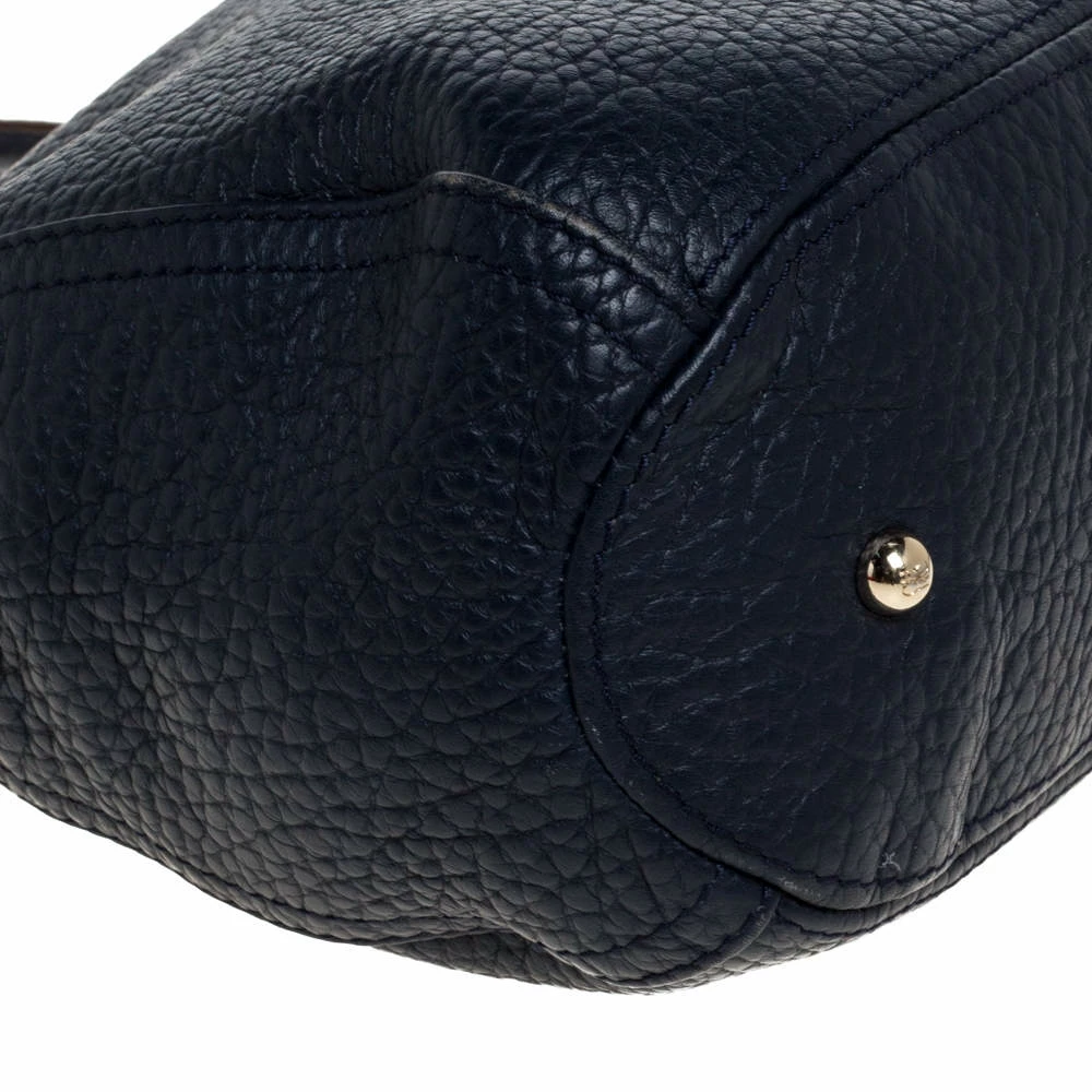 Carolina Herrera Navy Blue Pebbled Leather Maria Shoulder Bag Women