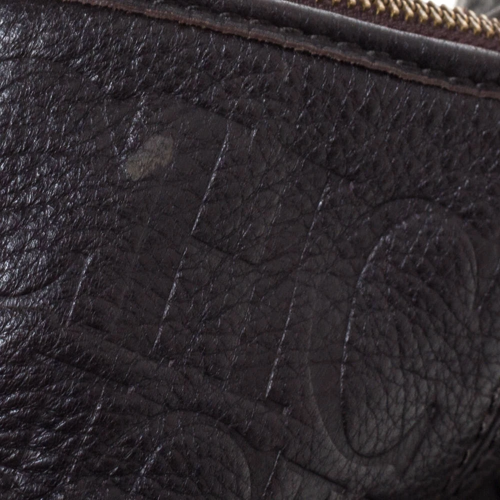 Carolina Herrera Dark Brown Monogram Leather Tassel Tote Women