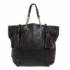 Carolina Herrera Dark Brown Monogram Leather Tassel Tote Women