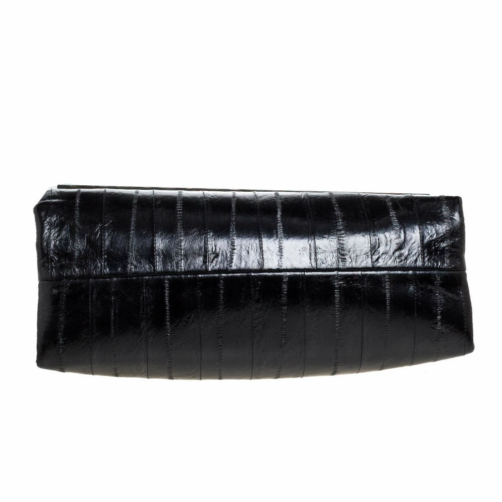 Carolina Herrera Black Leather Camelot Top Handle Bag Women