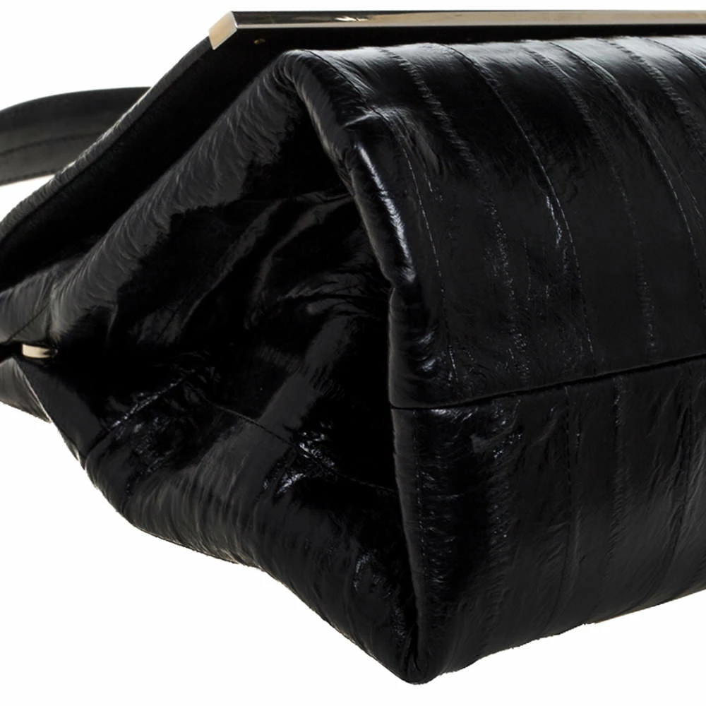 Carolina Herrera Black Leather Camelot Top Handle Bag Women