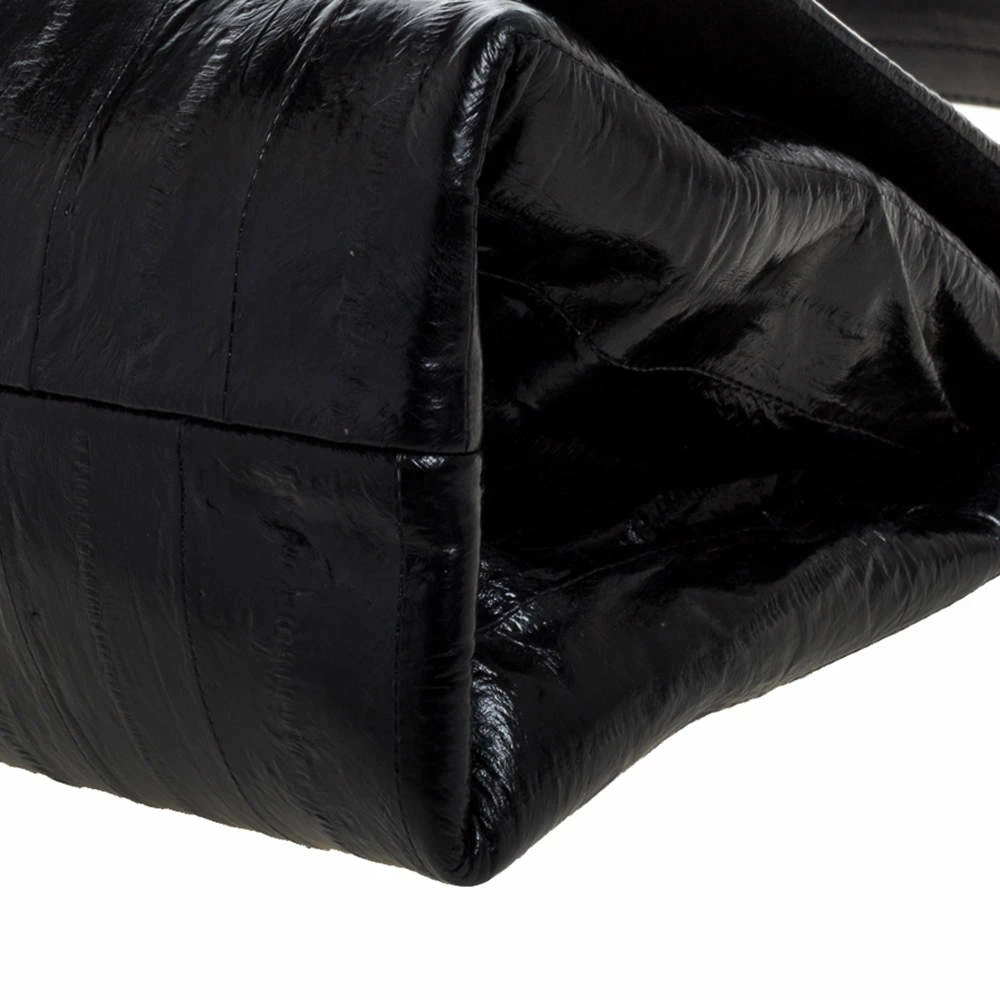 Carolina Herrera Black Leather Camelot Top Handle Bag Women