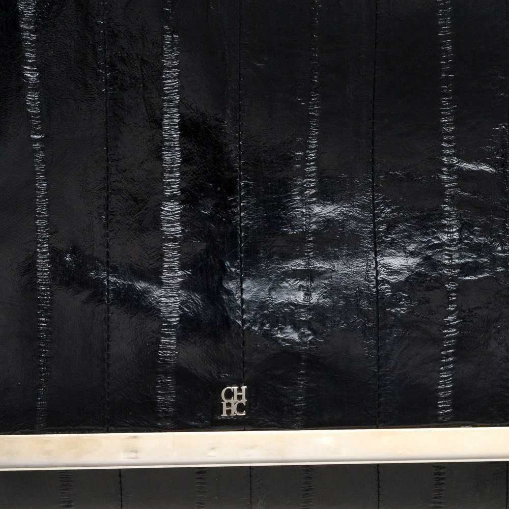 Carolina Herrera Black Leather Camelot Top Handle Bag Women