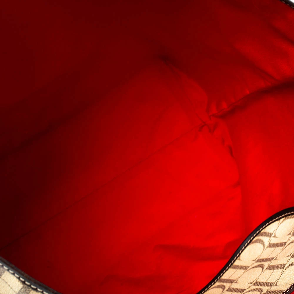 Carolina Herrera Beige/Brown Monogram PVC and Leather Shopper Tote Women