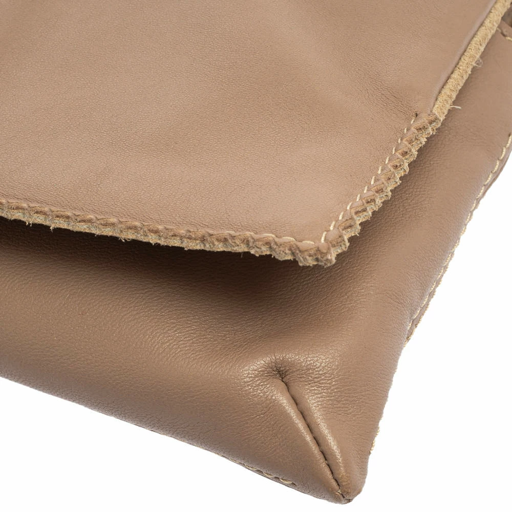 Carolina Herrera Beige Leather Flap Crossbody Bag Women