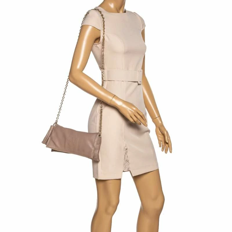 Carolina Herrera Beige Leather Flap Crossbody Bag Women