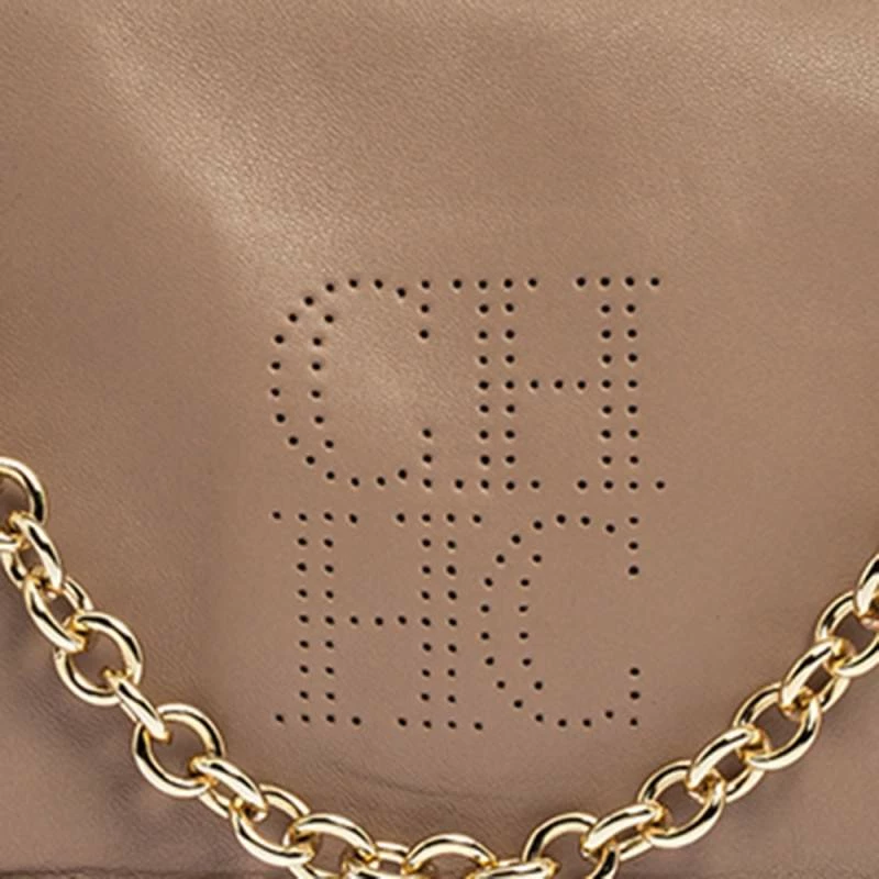Carolina Herrera Beige Leather Flap Crossbody Bag Women