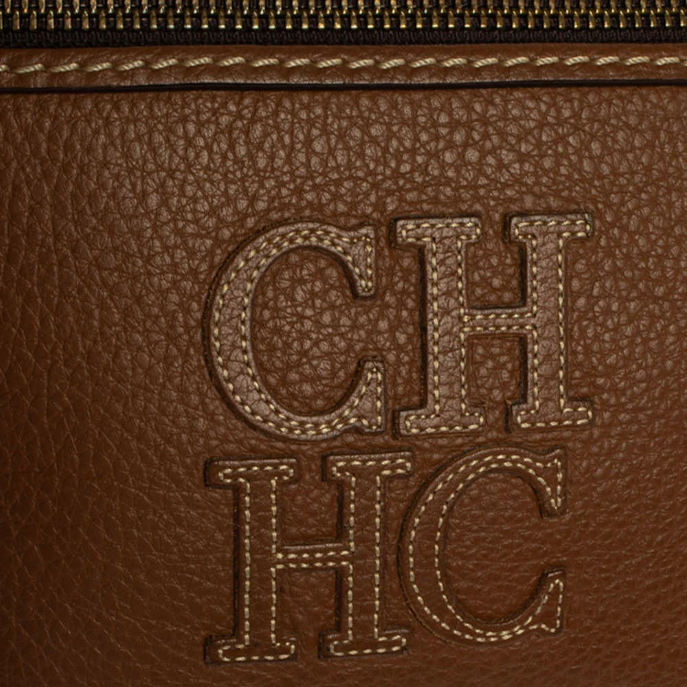 Carolina Herrera Brown Leather Logo CH Crossbody Bag Women