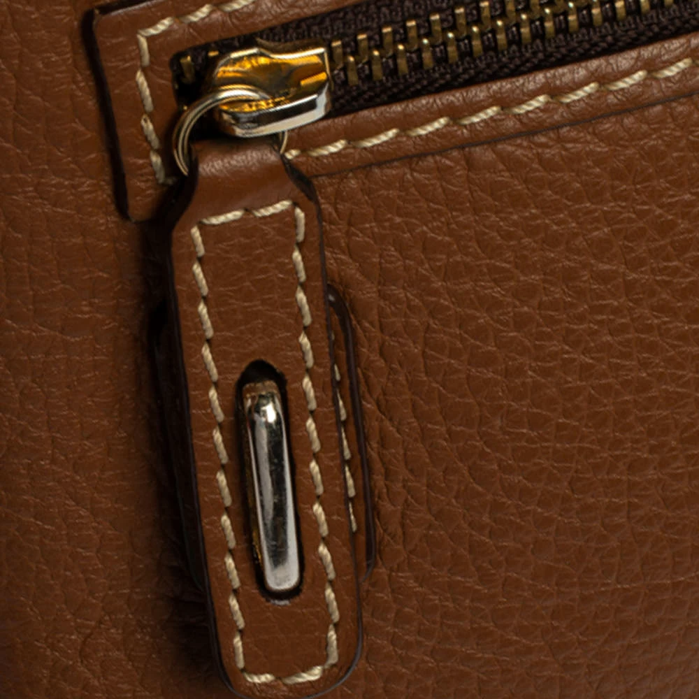 Carolina Herrera Brown Leather Logo CH Crossbody Bag Women