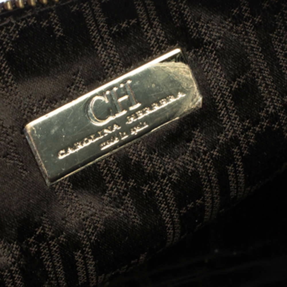 Carolina Herrera Brown Leather Logo CH Crossbody Bag Women